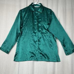 Vintage Victoria Secrets | Women's Pajama Top Emerald Green Long Sleeve 90'